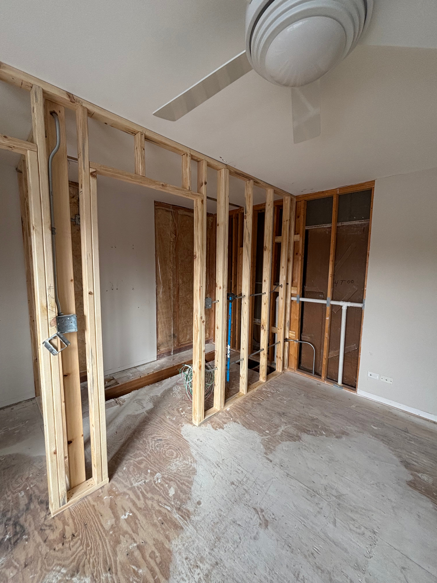 Framing and rough plumbing for new bathroom addition in Vernon Hills, IL