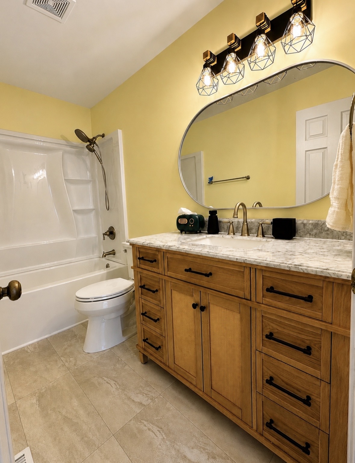 Sunlit Yellow Full Bath Remodel — Gurnee, IL