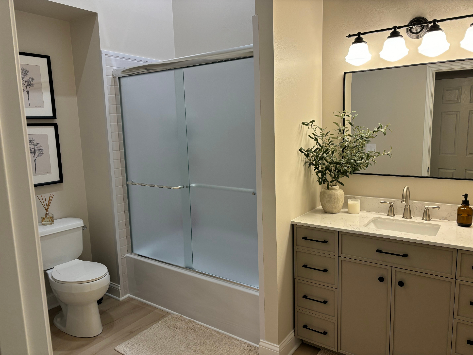 Warm Neutral Hall Bath Refresh — Carpentersville, IL