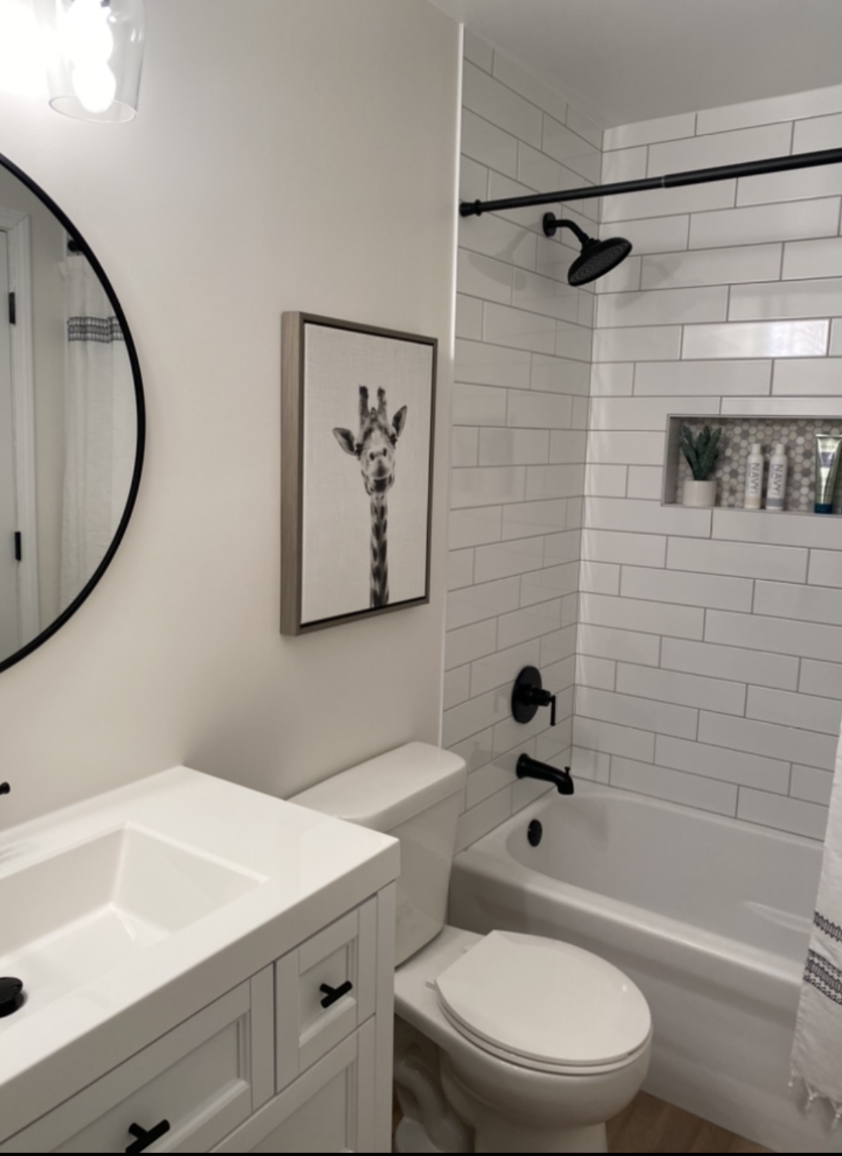Black & White Subway Tile Bath — Lake in the Hills, IL